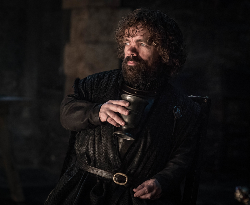 Tyrion (Peter Dinklage) enjoys his fifth of 18 drinks.